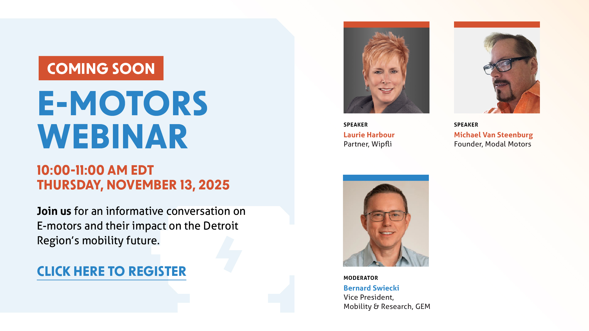 GEM E-Motor Webinar Banner Coming Soon wHdshts WEB